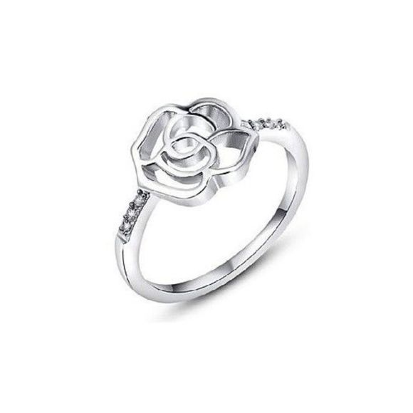Silver Moon Bay Jewelry - Crystal Rose Etched Ring